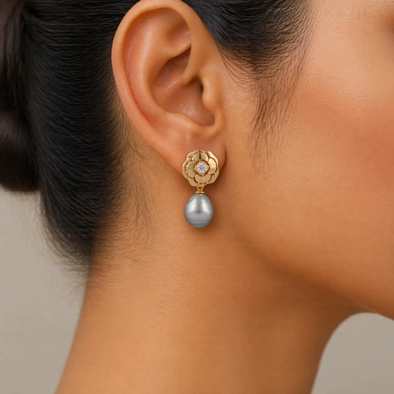 Handcrafted Sterling Silver Earrings with South Sea Pearls and Zircon Highlights