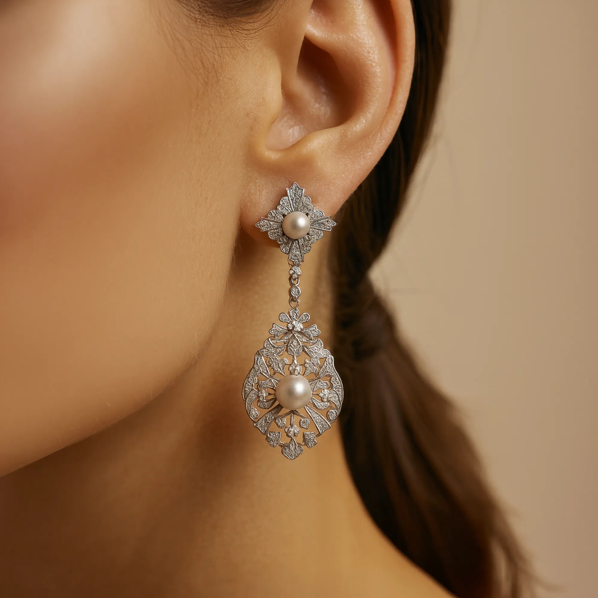 Exquisite South Sea & Akoya Pearl Earrings in Sterling Silver with Zircon Embellishments