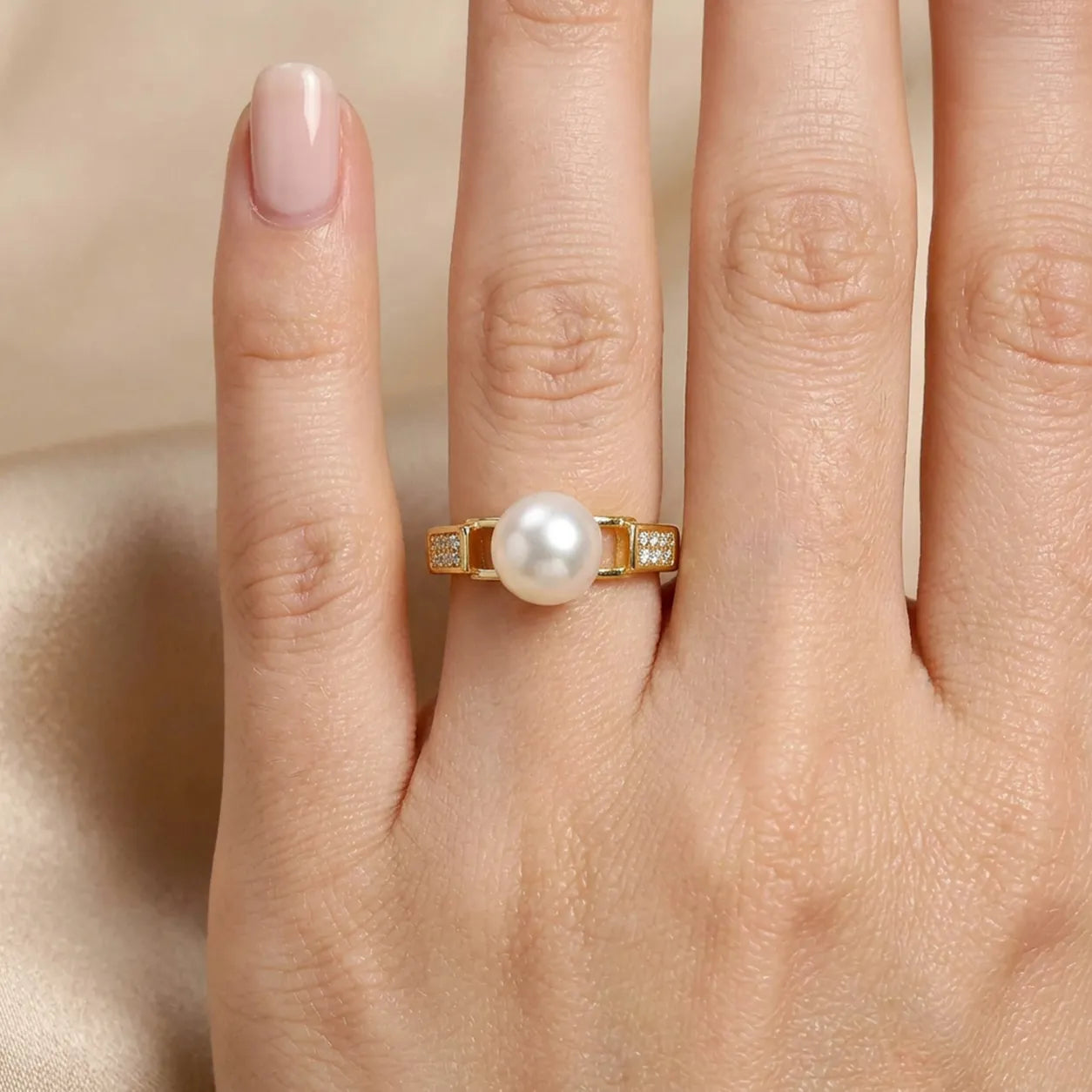 Luxurious White Sea Pearl Ring in Sterling Silver
