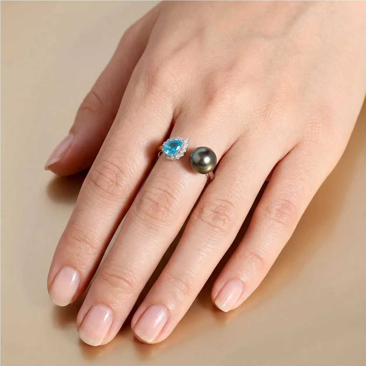 Mystical Elegance with Tahitian Pearl Ring